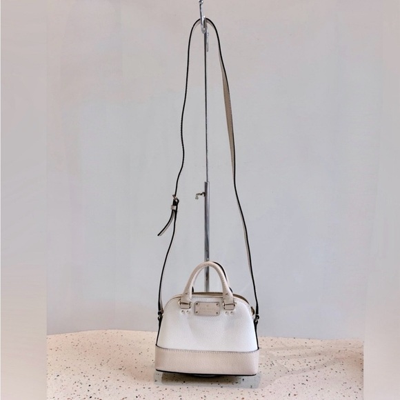 Kate Spade Mini Bag Handbag Crossbody or Carry‎ Satchel Purse White/Tan Leather - Picture 2 of 14